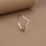 Sterling Silver CZ Chevron Wishbone Ring
