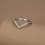 Sterling Silver CZ Chevron Wishbone Ring