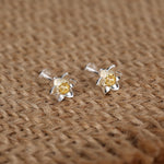 Sterling Silver Tiny Daffodil 16G Internally Threaded Flat Back Earrings