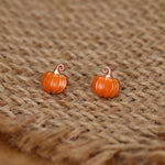 Sterling Silver Orange Enamel Pumpkin Stud Earrings