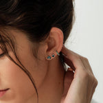 Emerald Green CZ Huggie Hoops in Sterling Silver, Silver or Gold, Minimalist Hoop Earrings, 8mm Hoops, Green Crystal Hoops