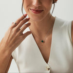 Emerald Green CZ Heart Charm Necklace