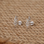 Sterling Silver Olive Branch 16G Flat Back Earrings