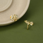 Sterling Silver Mismatched Dragon 16G Internally Threaded Flat Back Earrings