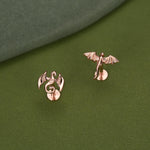 Sterling Silver Mismatched Dragon 16G Internally Threaded Flat Back Earrings