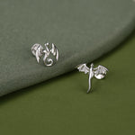 Sterling Silver Mismatched Dragon 16G Internally Threaded Flat Back Earrings