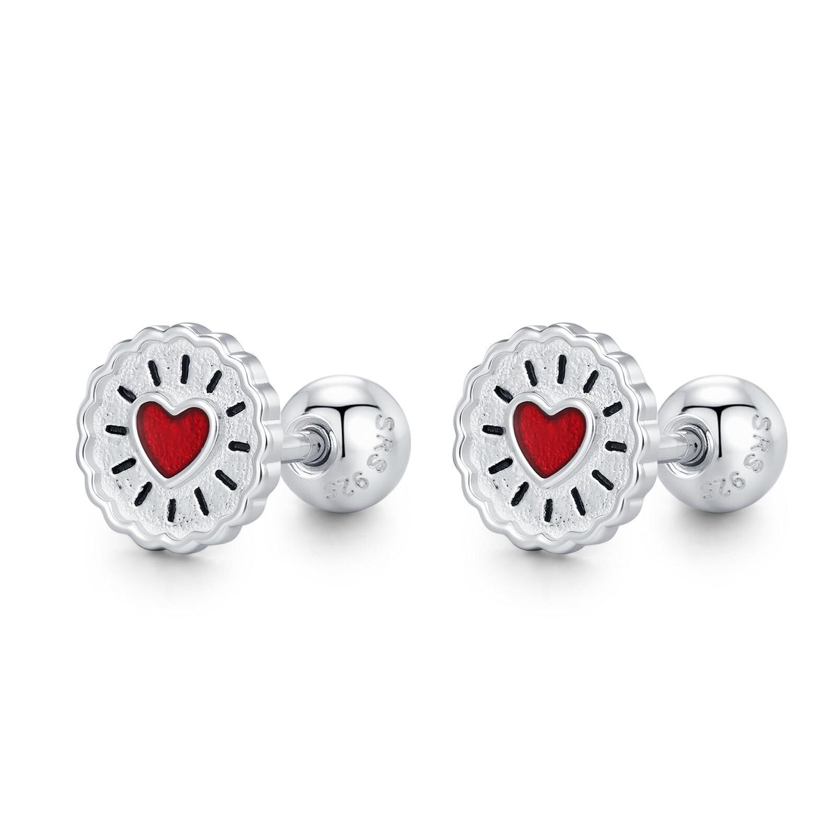 Sterling Silver Jam Biscuit 18G Screw Back Earrings