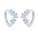 Sterling Silver Opal Floral Huggie Hoop Earrings