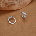 Sterling Silver Opal Floral Huggie Hoop Earrings