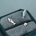 Sterling Silver Mackerel Fish Stud Earrings