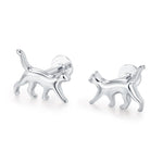 Sterling Silver Walking Cat 16G Flat Back Labret Earring
