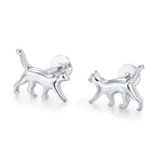 Sterling Silver Walking Cat 16G Flat Back Labret Earring