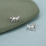 Sterling Silver Walking Cat 16G Flat Back Labret Earring