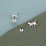 Sterling Silver Walking Cat 16G Flat Back Labret Earring