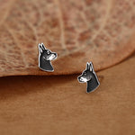 Sterling Silver Doberman Dog Stud Earrings