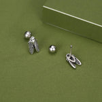 Sterling Silver Cicada 18G Screw Back Earrings