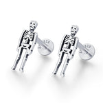 Sterling Silver Skeleton 16G Internally Threaded Flat Back Earrings