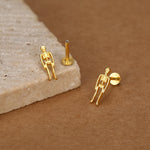 Sterling Silver Skeleton 16G Internally Threaded Flat Back Earrings