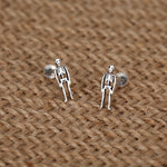 Sterling Silver Skeleton 16G Internally Threaded Flat Back Earrings
