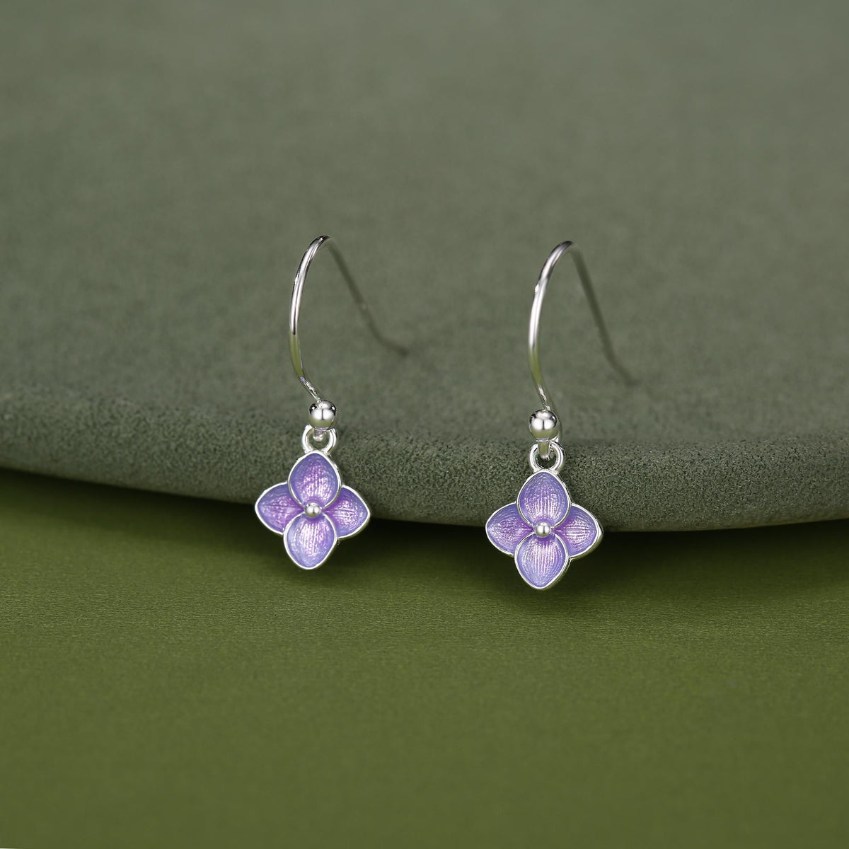 Sterling Silver Hydrangea Flower Drop Earrings