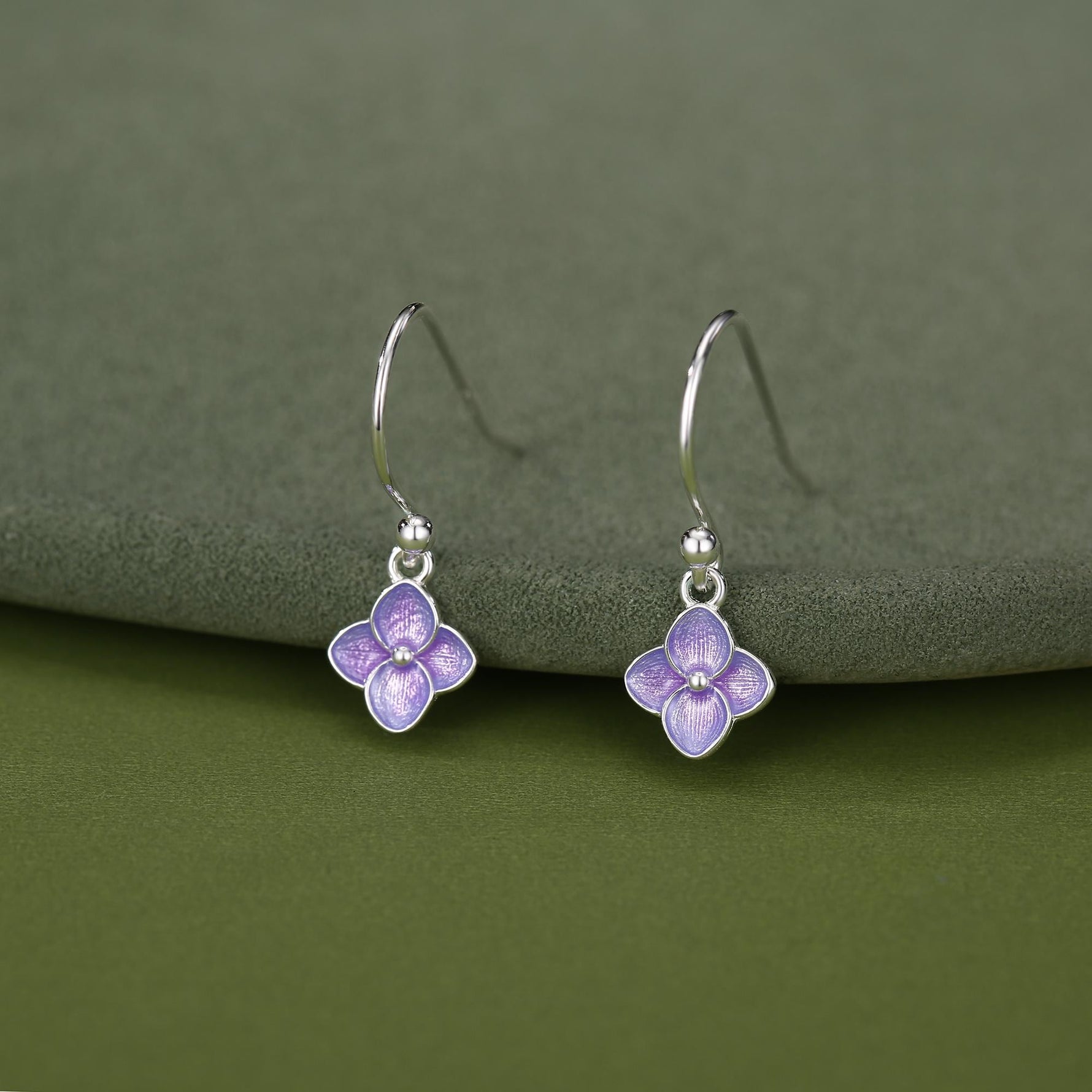 Sterling Silver Hydrangea Flower Drop Earrings