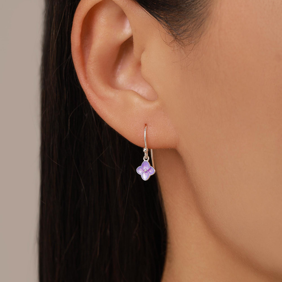 Sterling Silver Hydrangea Flower Drop Earrings