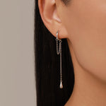 Sterling Silver Dangle Chain Huggie Hoop Earrings