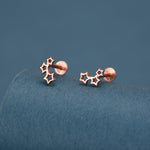 Sterling Silver Star Cluster 16G Flat Back Labret Earring