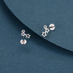 Sterling Silver Star Cluster 16G Flat Back Labret Earring