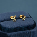 Sterling Silver Star Cluster 16G Flat Back Labret Earring