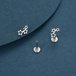 Sterling Silver Star Cluster 16G Flat Back Labret Earring