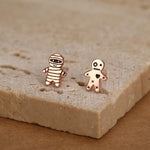 Sterling Silver Mismatched Voodoo Doll and Mummy Stud Earrings