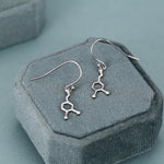 Sterling Silver Dopamine Molecule Drop Earrings