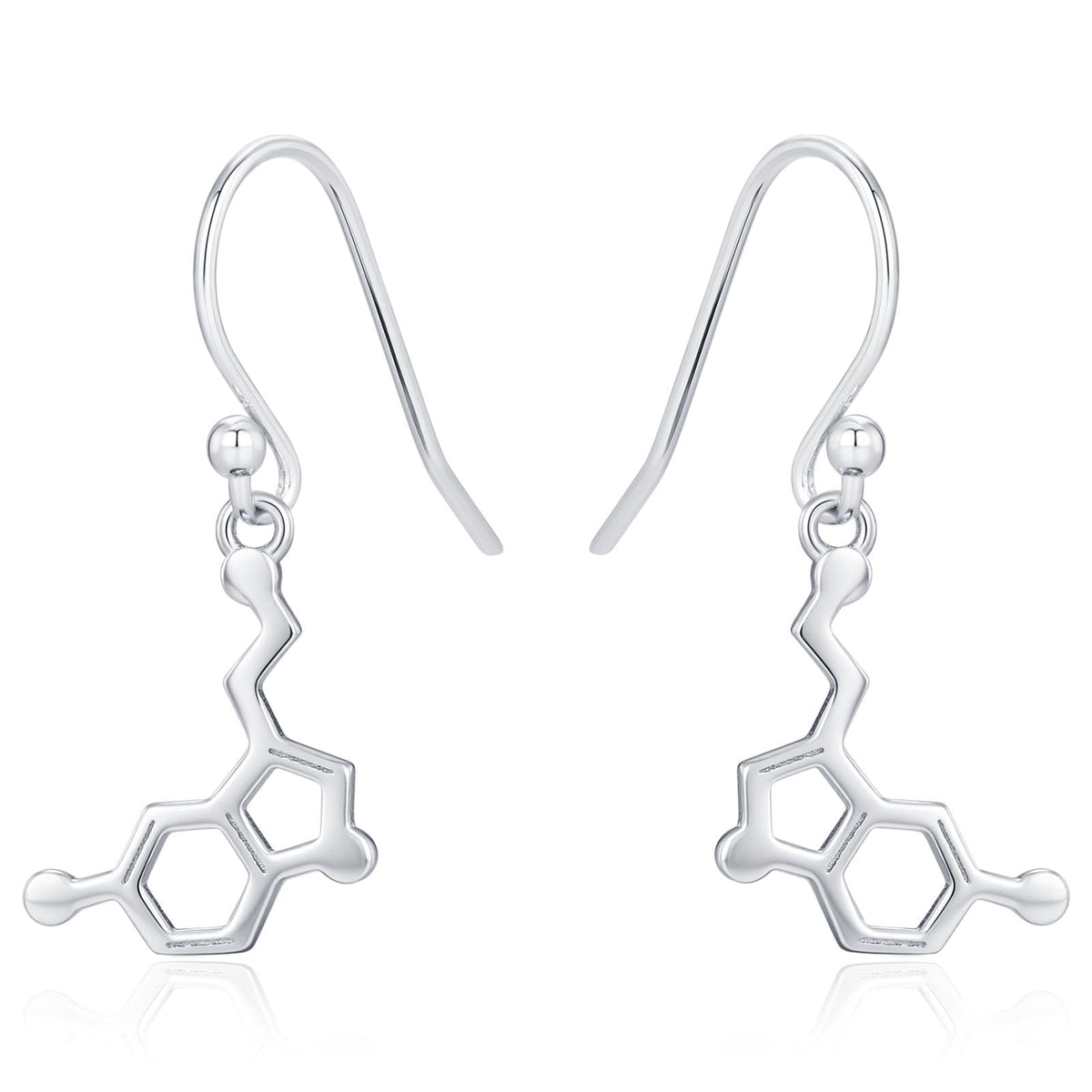 Sterling Silver Serotonin Molecule Drop Earrings