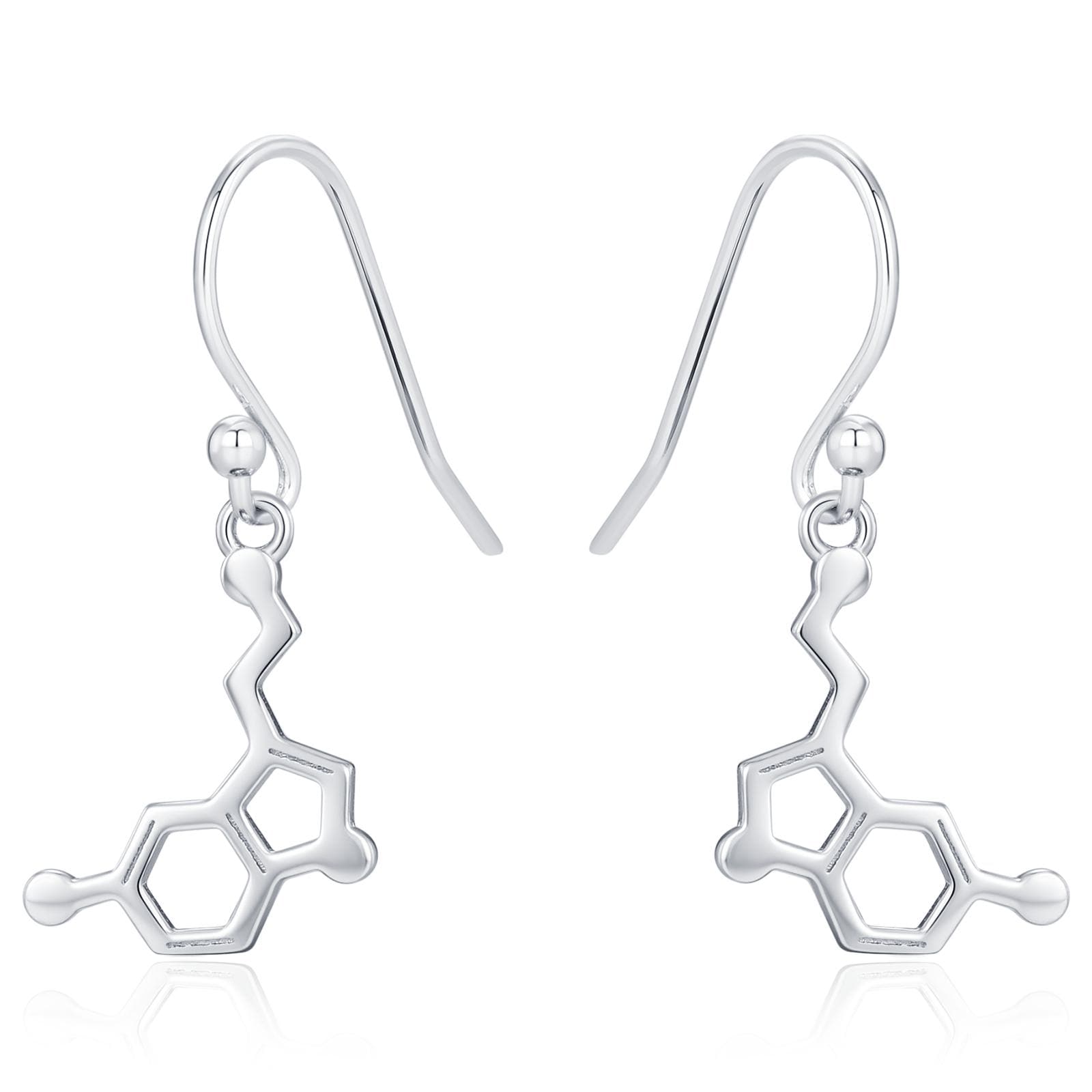 Sterling Silver Serotonin Molecule Drop Earrings