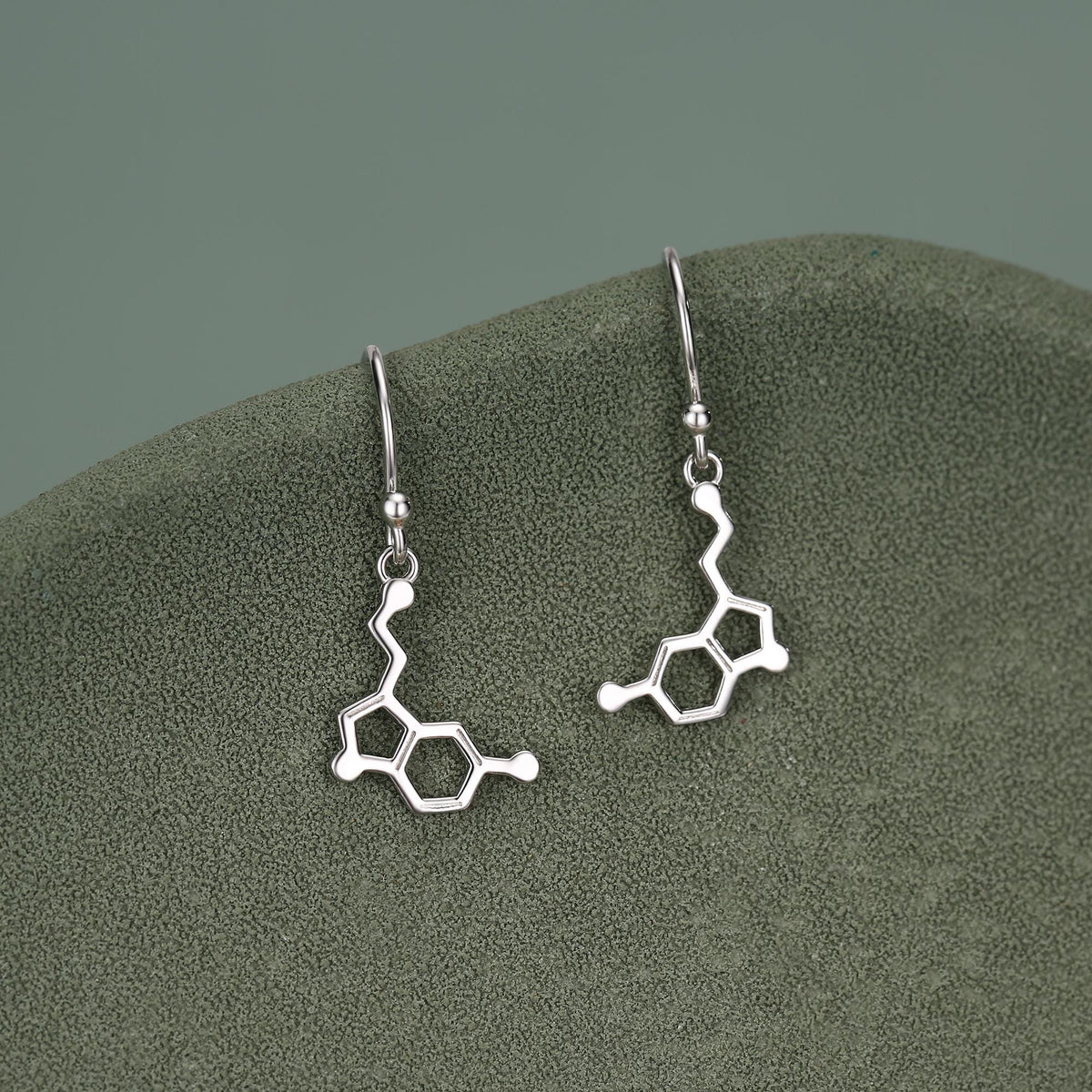 Sterling Silver Serotonin Molecule Drop Earrings