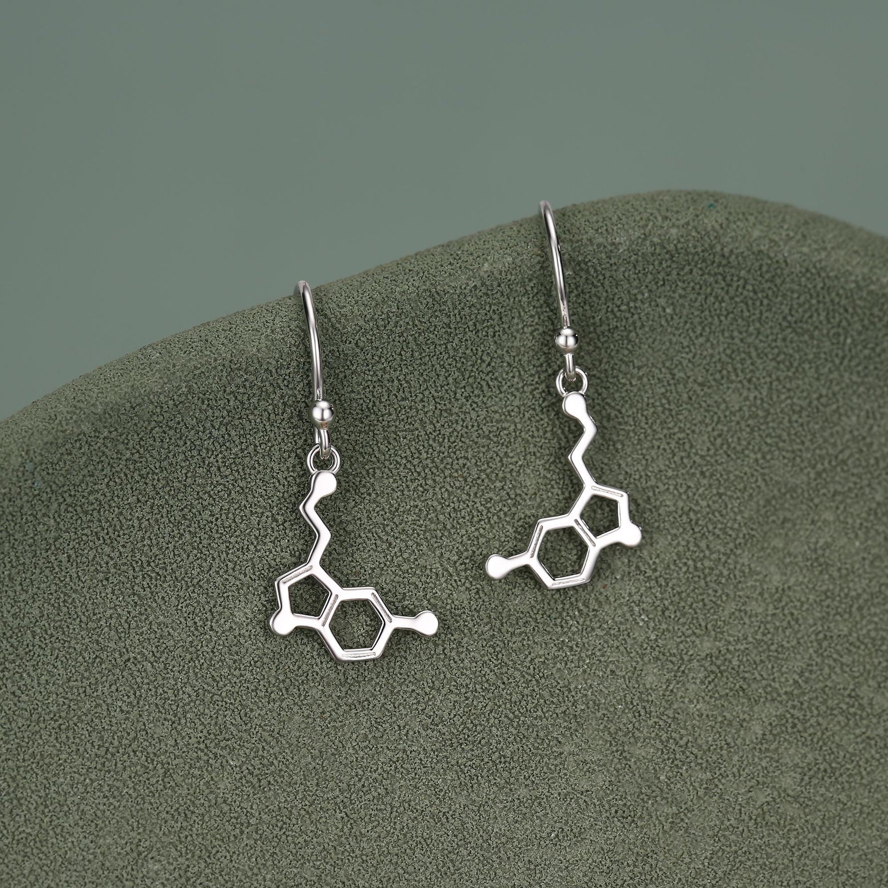 Sterling Silver Serotonin Molecule Drop Earrings