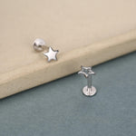 Sterling Silver Solid and Cutout Star 16G Flat Back Earrings