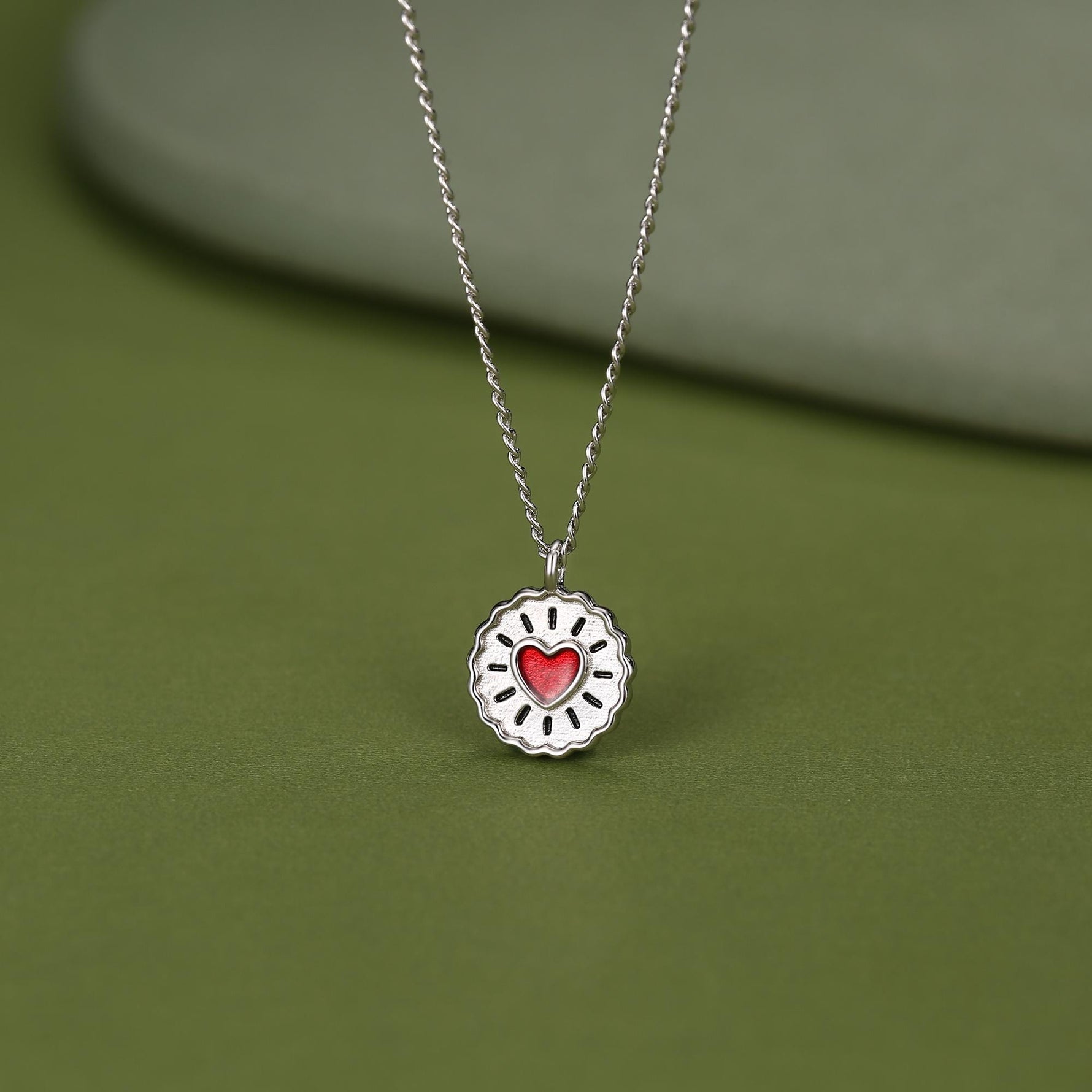 Sterling Silver Jam Biscuit Pendant Necklace