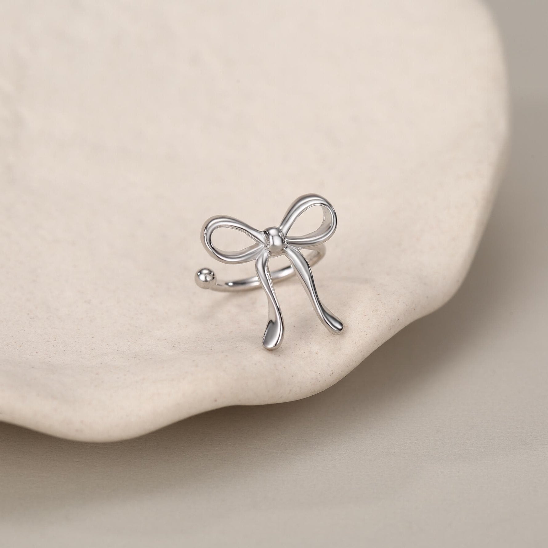 Sterling Silver Ribbon Bow Open Hoops