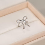 Sterling Silver Ribbon Bow Open Hoops