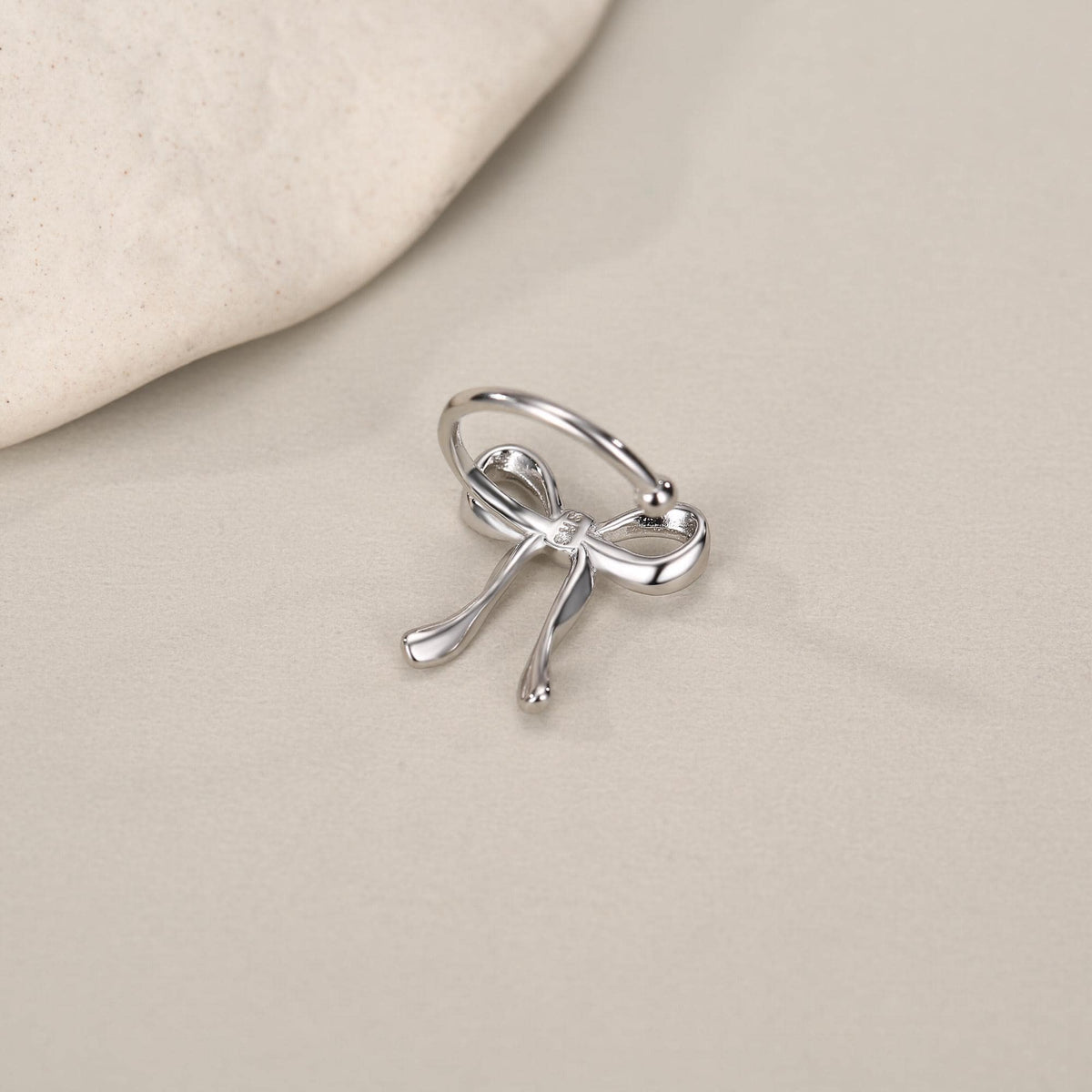 Sterling Silver Ribbon Bow Open Hoops