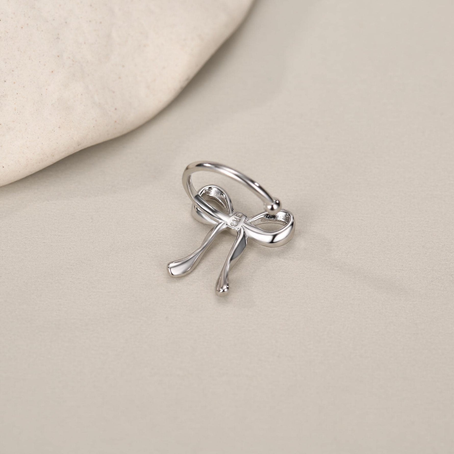 Sterling Silver Ribbon Bow Open Hoops