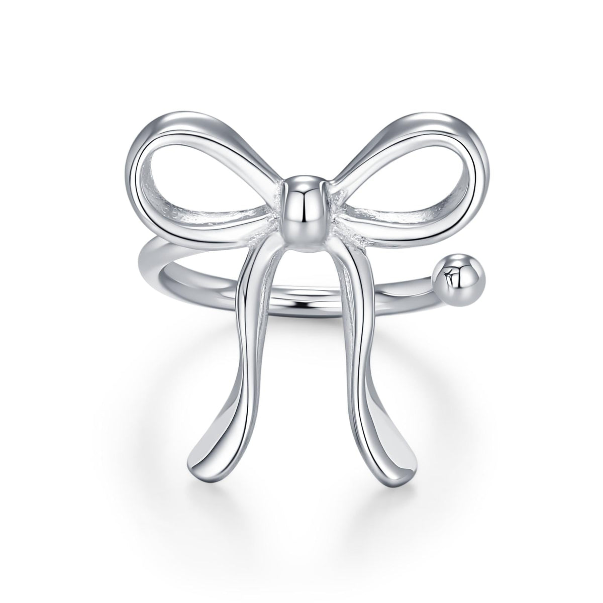 Sterling Silver Ribbon Bow Open Hoops