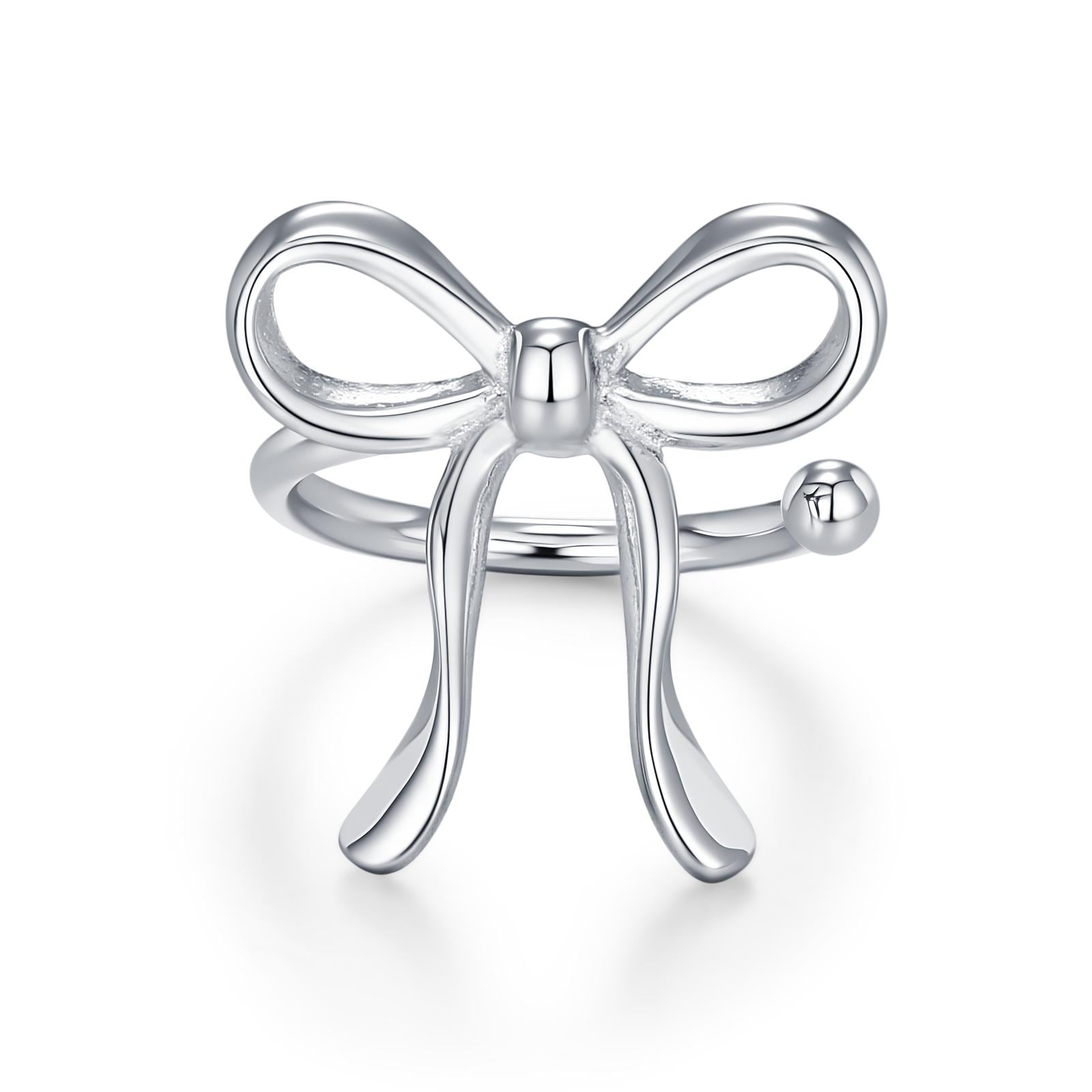 Sterling Silver Ribbon Bow Open Hoops