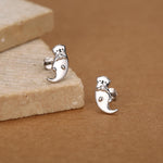 Sterling Silver Cute Otter 16G Flat Back Labret Earring