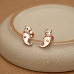 Sterling Silver Cute Otter 16G Flat Back Labret Earring
