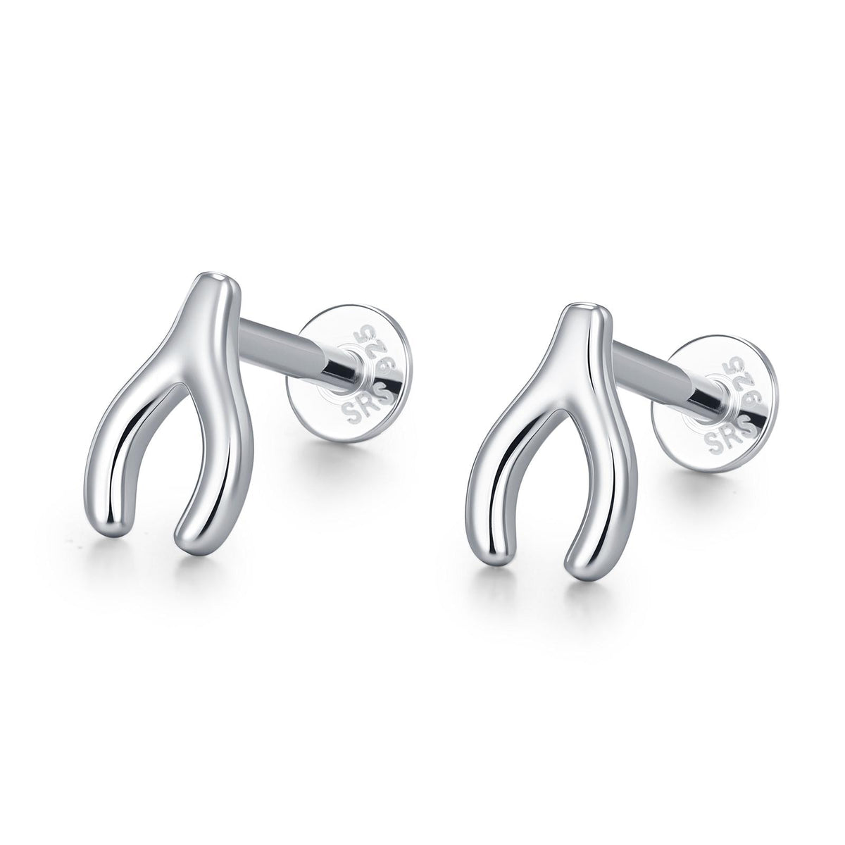 Sterling Silver Wishbone 16G Flat Back Labret Earring