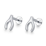 Sterling Silver Wishbone 16G Flat Back Labret Earring