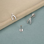 Sterling Silver Wishbone 16G Flat Back Labret Earring